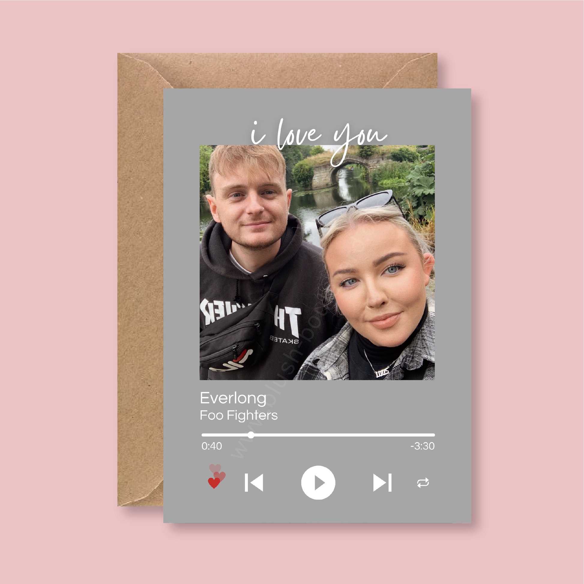 Personalised Spotify Song Photo Card - Blush Boulevard Greeting Card