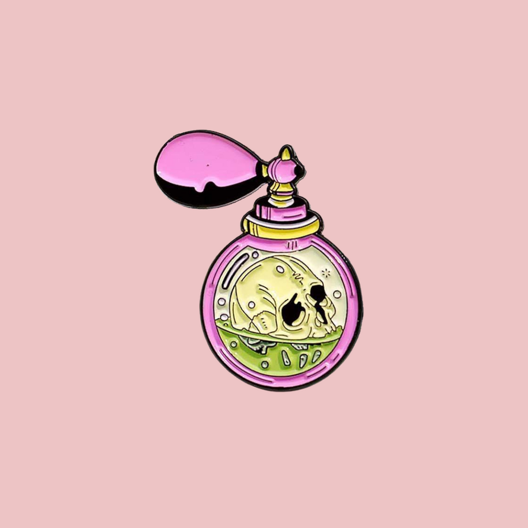 Skull Perfume Bottle Enamel Pin - Blush Boulevard