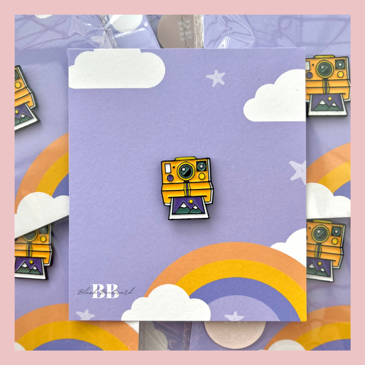 Polaroid Camera Enamel Pin - Blush Boulevard