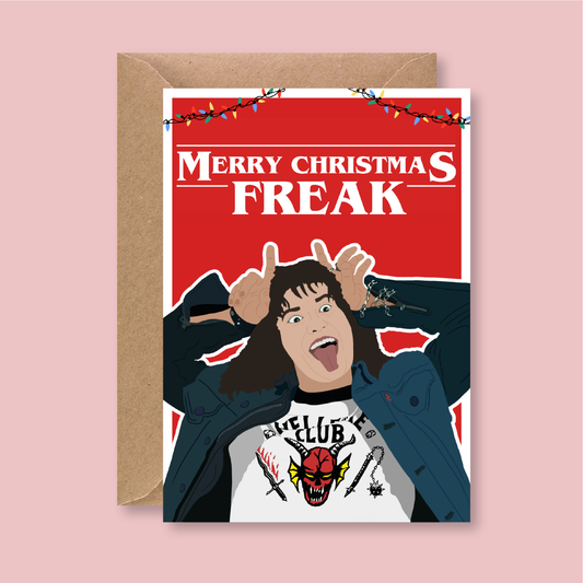 Stranger Things Freak Eddie Munson Christmas Card - Blush Boulevard Greeting Card