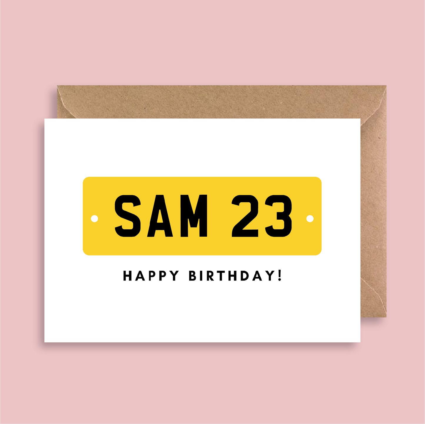 Registration Plate Birthday Card - Blush Boulevard Greeting Card