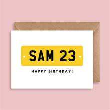 Load image into Gallery viewer, Registration Plate Birthday Card - Blush Boulevard Greeting Card
