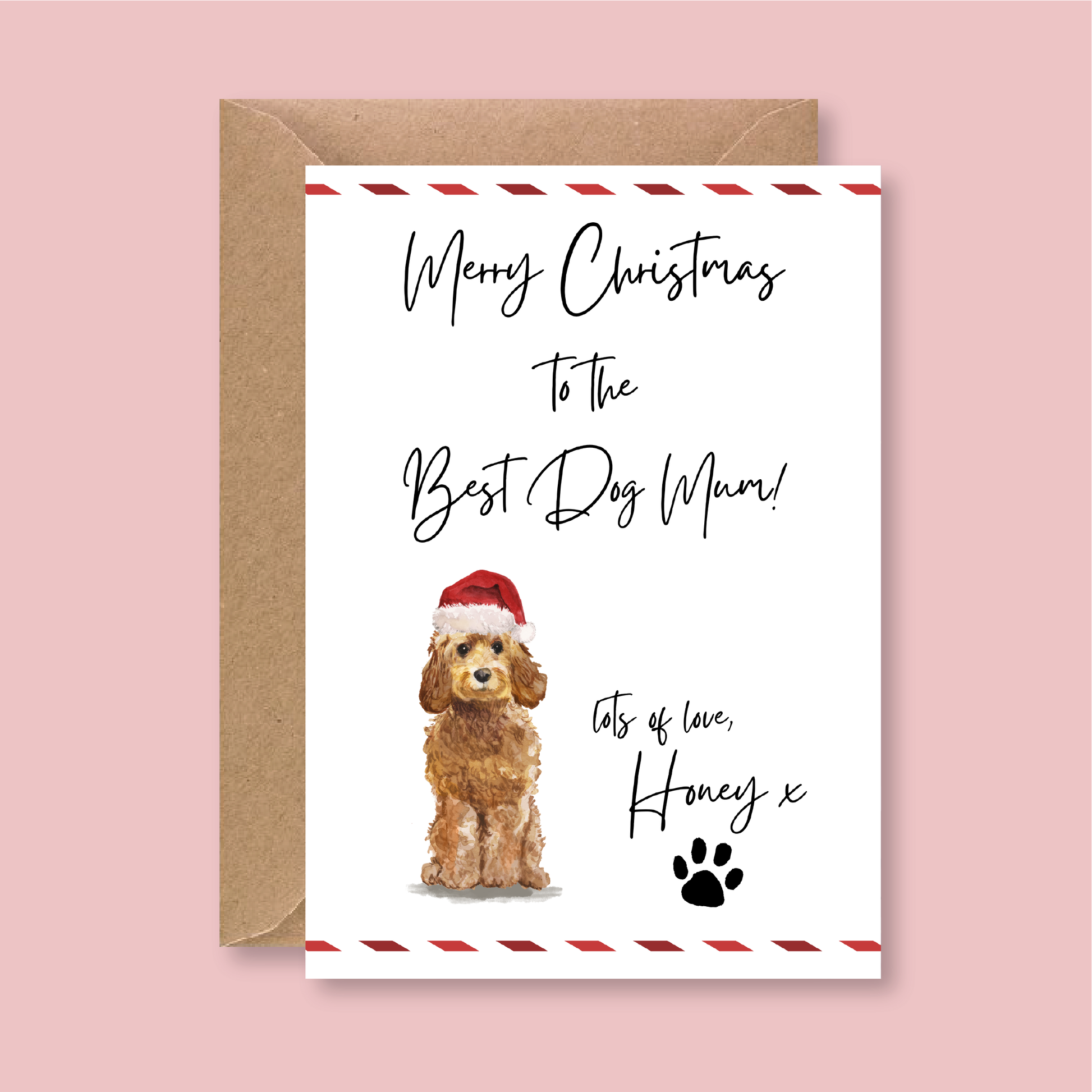 Personalised To The Best Dog Mum Christmas Card - Blush Boulevard Greeting Card