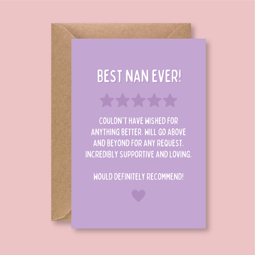 Best Nan Ever Star Rating Card - Blush Boulevard Greeting Card