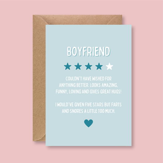 Boyfriend Star Rating Review Card - Blush Boulevard Greeting Card