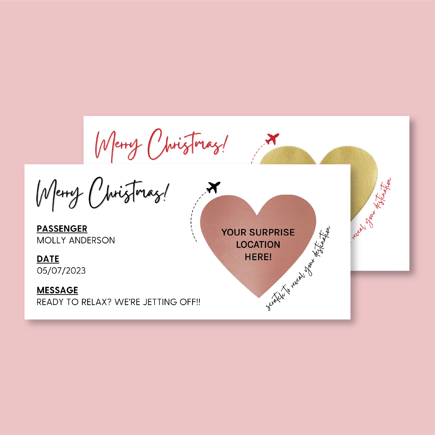 Personalised Christmas Scratch Off Boarding Pass Ticket - Blush Boulevard Ticket