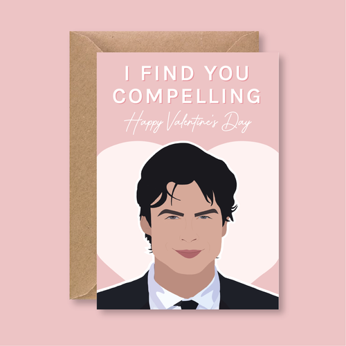Damon Salvatore Valentine's Card - Blush Boulevard Greeting Card