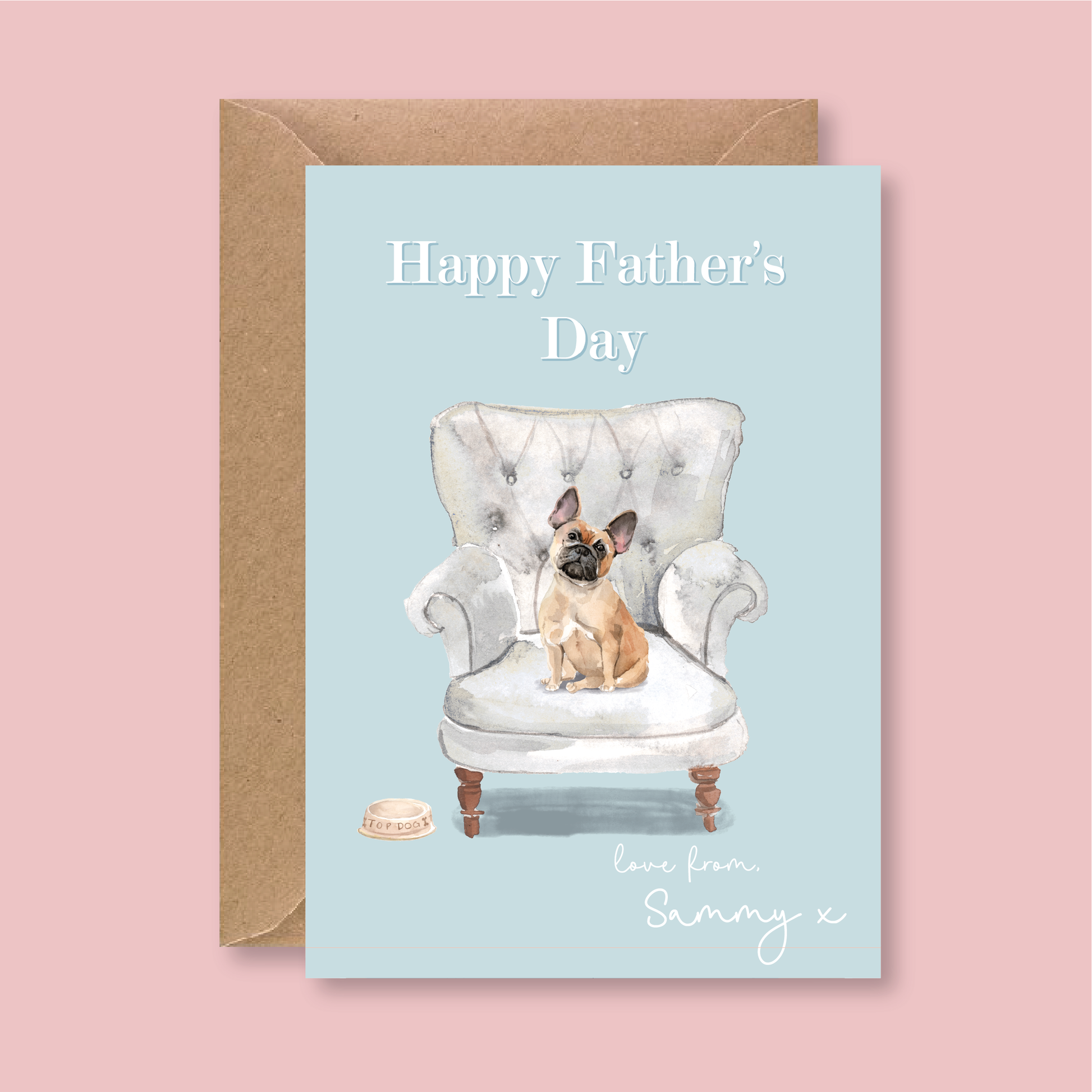 Personalised Happy Father's Day From The Dog Card - Blush Boulevard Greeting Card