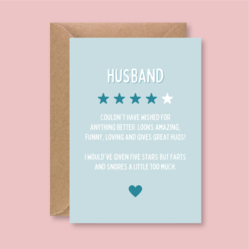 Husband Star Rating Review Card - Blush Boulevard Greeting Card