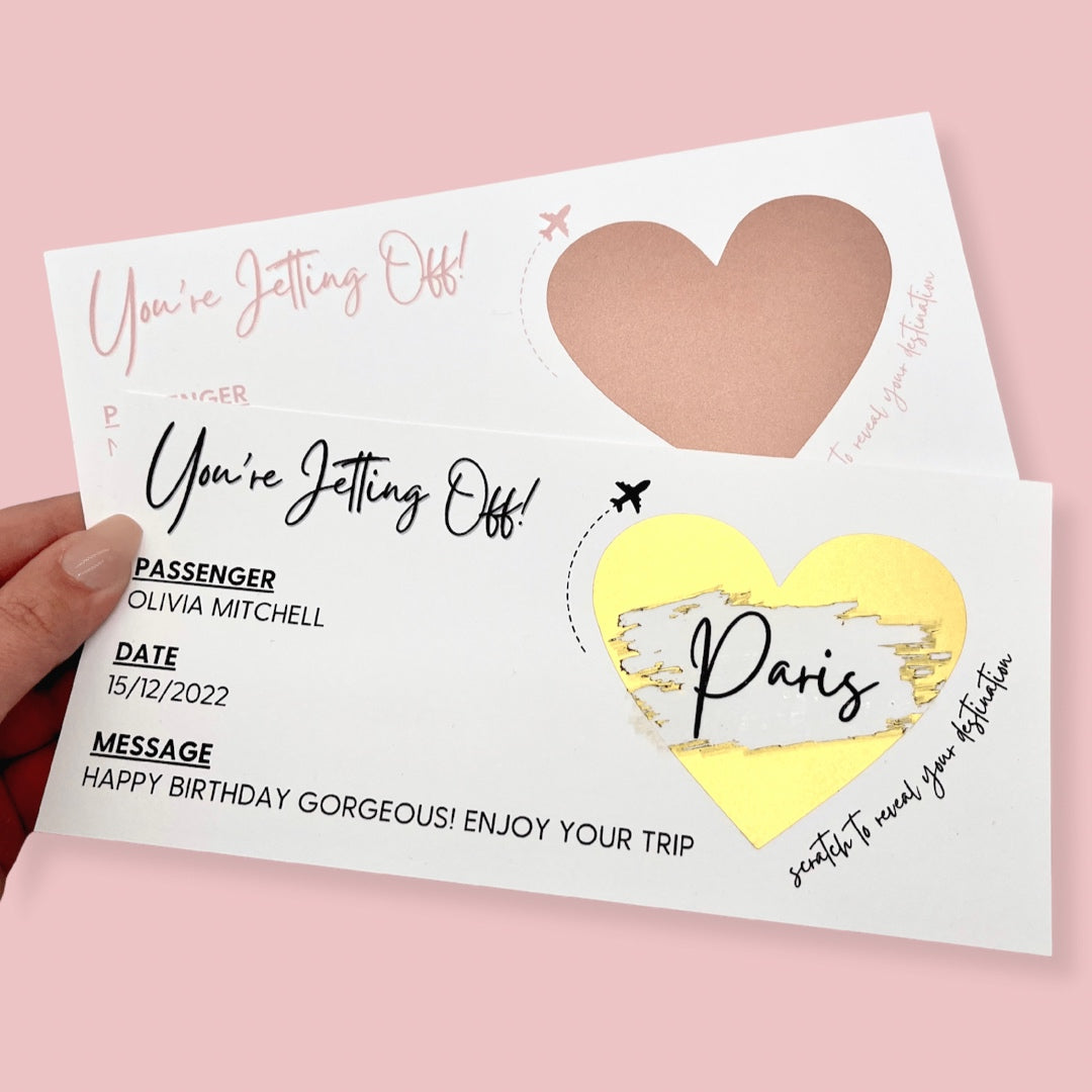 Personalised Scratch Off Boarding Pass Ticket - Blush Boulevard Ticket