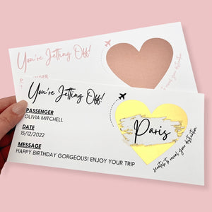 Personalised Scratch Off Boarding Pass Ticket - Blush Boulevard Ticket