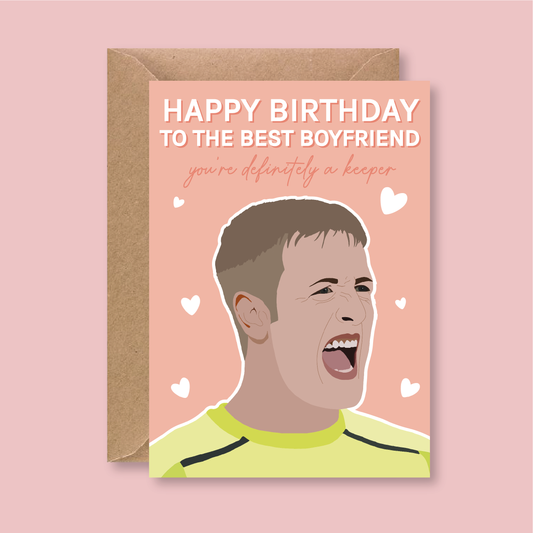 Jordan Pickford Everton Happy Birthday Keeper Card - Blush Boulevard Boyfriend Greeting Card