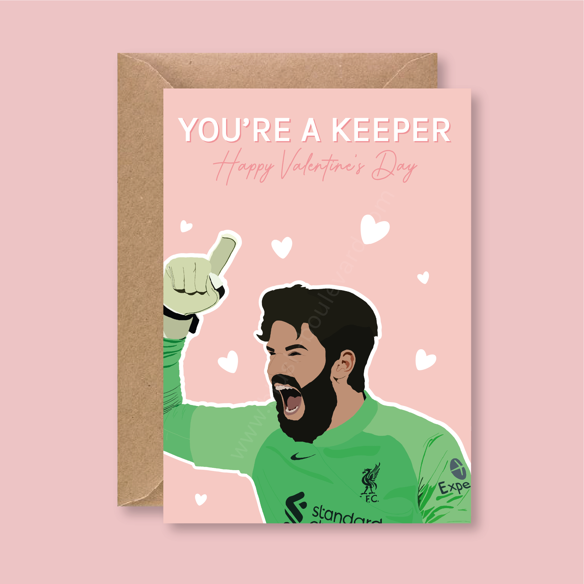 Alisson Becker Liverpool Valentine's Card - Blush Boulevard Greeting Card