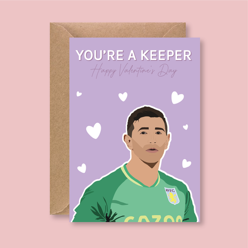 Emiliano Martínez Aston Villa Valentine's Card - Blush Boulevard Greeting Card