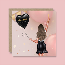 Load image into Gallery viewer, Personalised Birthday Balloon Card - Blush Boulevard Greeting Card
