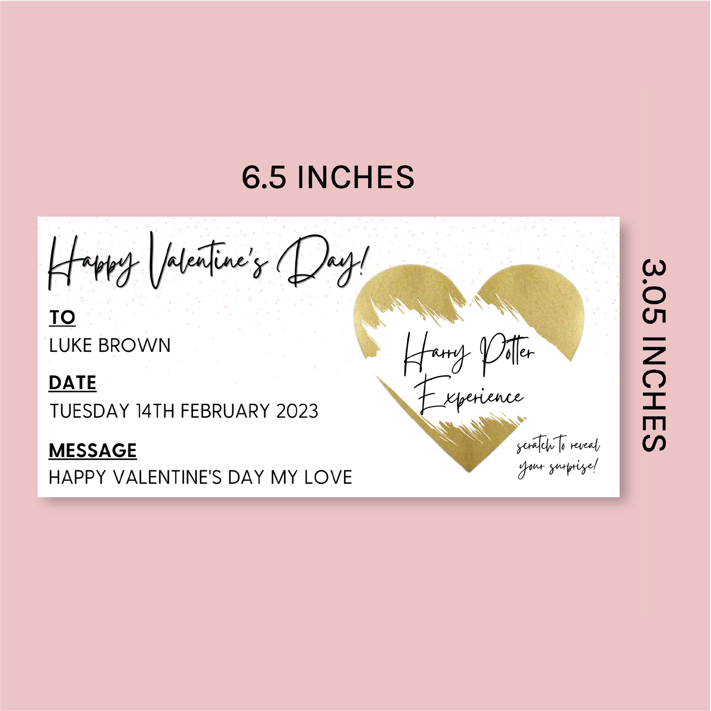 Personalised Scratch Off Valentine's Day Ticket - Blush Boulevard Ticket