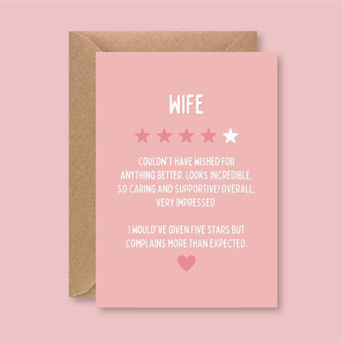 Wife Star Rating Review Card - Blush Boulevard Greeting Card